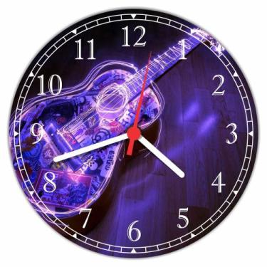 Imagem de Relógio De Parede Banda Música Instrumento Musical Violão Tamanho 40 C