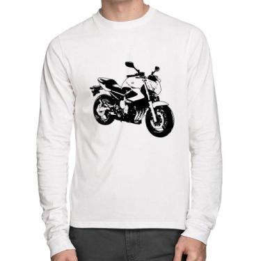 Imagem de Camiseta Algodão Moto XJ6 N Art Manga Longa - Foca na Moda, Branco, M