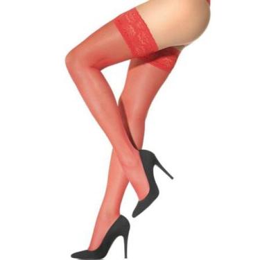 Imagem de Meia Feminina 7/8 Fio 15 Renda Siliconada Selene 9630, Vermelho