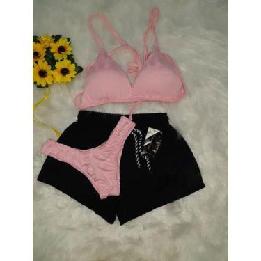 Imagem de Conjunto Biquíni Com Bojo Asa Delta + Shorts - Gringas Model, Rosa, Cl