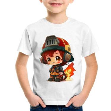 Imagem de Camiseta Infantil Bombeiro Mirim - Foca na Moda, Branco, 4