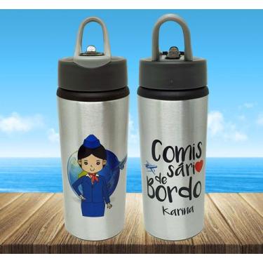 Imagem de Squeeze Alumínio Personalizado Aeromoça Comissária de Bordo - GMH Prod