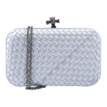 Imagem de Bolsa Clutch Cetim Festa Casamentos Moda Atual - Nicbolsas, Cinza clar