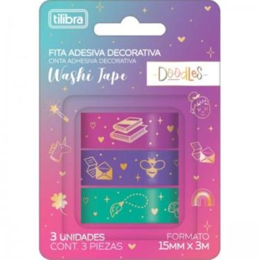 Imagem de Fita Adesiva Decorativa Washi Tape Doodles Tilibra