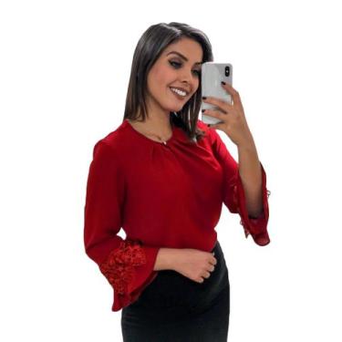 Imagem de Blusa moda evangélica plus size manga 3/4 barata sku: bmlp10 - R.S MOD