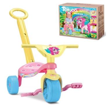 Imagem de Triciclo Infantil Menina Passeio Unicornio Empurrador Oferta - Samba T