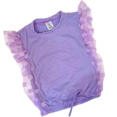 Imagem de Blusa Regata Canelada Manga Tule com Babado - Magic Sky, 10, Lilás