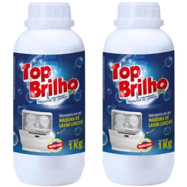 Imagem de 2x Detergente Pó Para Máquina De Lavar Louça Top Brilho Sabão 1Kg