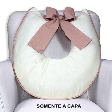 Imagem de Capa de Almofada Amamentação Piquet Com Laço - Laura Baby, Palha c/ Nu