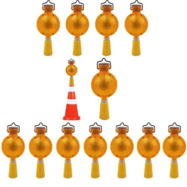 Imagem de Sinalizador Viario Solar Kit 12 Uni Cone Sinalizaçao Estrada Obra Rodo