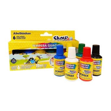 Imagem de Tinta Tempera Guache 18ml C/6 Cores + Pincel - Acrilex