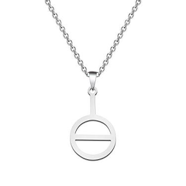 Imagem de CENWA Colar com símbolo de agender, não binário, gênero andrógino, androginia, signo de gênero queer, genderfluid Bigender Trigender, 2.0, Metal, Sem Pedra Preciosa