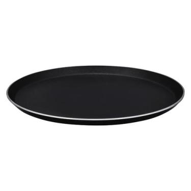 Imagem de Bandeja Redonda servir garçon Antiderrapante Preta 40CM - GP Inox