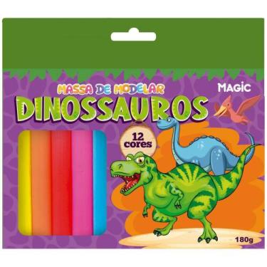 Imagem de Massa de modelar 12 cores 180g - dinossauro - Magic Kids