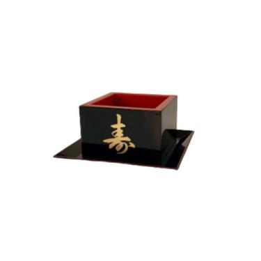 Imagem de Jogo Kit Copo Sake Saque + Massu Grande Ideograma Japonês 150ml Preto 