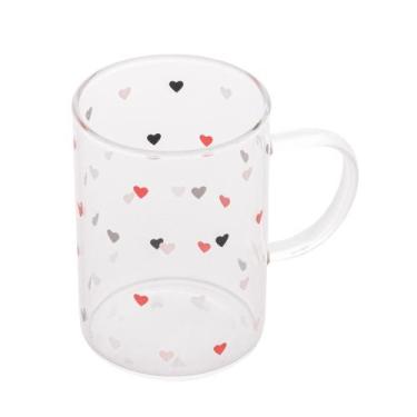 Imagem de Xícara Caneca Vidro Borossilicato Corações Love 200 ml- Lyor