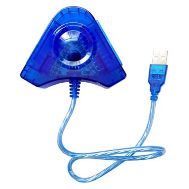 Imagem de DHSKZRMJ Compatível / Substituição 2 em 1 Dual PSX PS1 PS2 para PS3 PC Laptop USB Controlador Conversor Adaptador Azul