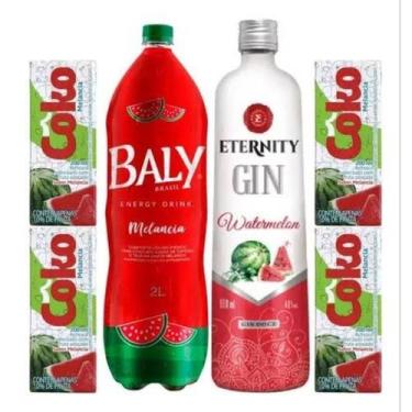 Imagem de Gin Eternity Melancia 900ml, Energético Baly 2l, 4 Suco Coko 