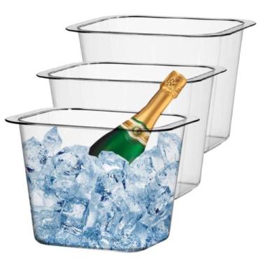 Imagem de Kit 03 Balde de Gelo Cristal 9,5 L Bebidas Cerveja Champagne - Três Tr