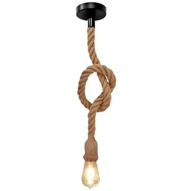 Imagem de Pendente Corda 1M Retro Vintage Rústico Sisal E27 Para Decoração 1 Met