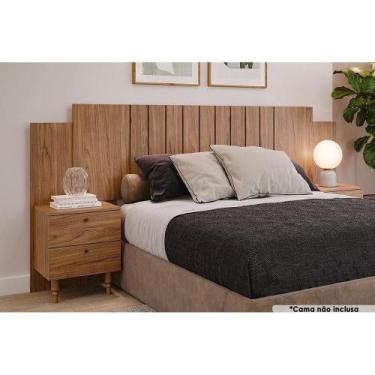 Imagem de Painel Cama Box Madeirado Casal/Quenn Genova c/ 2 Mesas e 4 Gavetas Ci