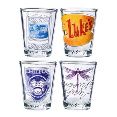 Imagem de Silver Buffalo Conjunto de 4 mini copos Gilmore Girls Stars Hollow, Luke's, Chilton e Dragonfly Inn, 42,5 g