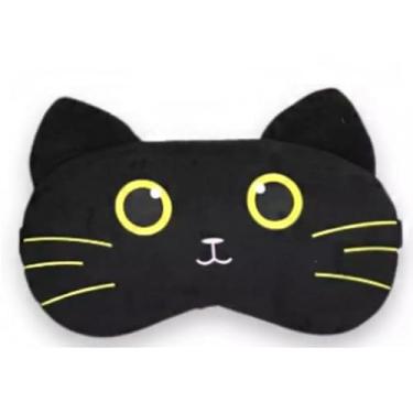 Imagem de Máscaras de Dormir Relaxante para os Olhos com Gel Térmico para Compressa Fria e Quente Reduz Olheiras Gatinho Rosa Laço Cansaço (MascaraGatinhoMSK11-PretoOlhoAmarelo)