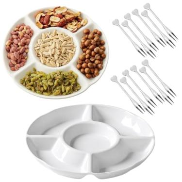 Imagem de Kit 2 Petisqueira melamina e 12 garfinhos para petisco feitos de aço inox mini garfo mesa posta kit queijo Petisqueira 23 cm