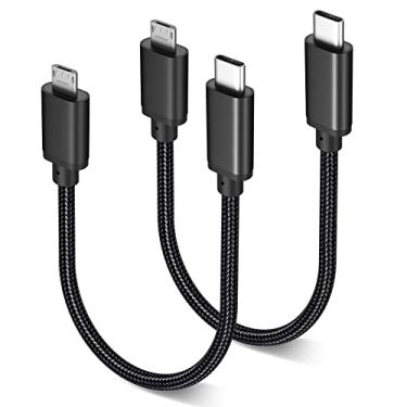 Imagem de Eversame Cabo USB C para Micro USB 1FT, Nylon trançado curto tipo C para Micro USB compatível com Samsung Galaxy S7 S6, J7, J3, LG, HTC, PS4, Kindle, telefone Android (preto, 1FT)