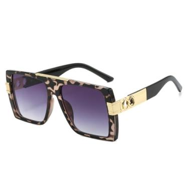 Imagem de Óculos de sol da moda, feminino, masculino, lentes degradê de luxo, armação dourada, proteção solar versátil, óculos UV400, C3, tamanho único