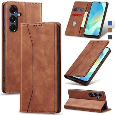 Imagem de Jasonyu Capa Flip para Samsung Galaxy A16, Capinha de Couro com Suporte para Cartão e Chute, Marrom
