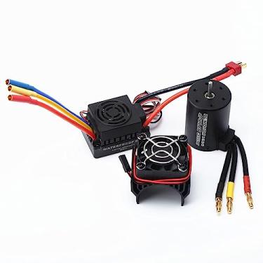 Imagem de Daconovo Combinação de motor de escova 3650 4300KV e 60A ESC e tampa do dissipador de calor para carro e barco de controle remoto 1:8/1:10