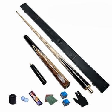 Imagem de Taco de sinuca de madeira de freixo de 147 cm, taco de sinuca, taco de sinuca profissional para esportes de mesa de sinuca, bar de bilhar de madeira (H taco de sinuca + acessórios + caixa de tacos, 10