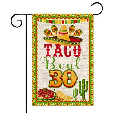 Imagem de WeBenison Taco Bout 30 Bandeira de jardim - Fiesta 30th Birthday Party Yard House Lawn Sign/Adios To My 30's Door Yard Lawn Sign Decor/Mexican 30 Theme Party Outdoor Decorations, Double Side Burlap