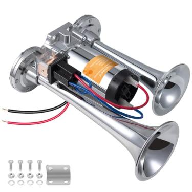 Imagem de Buzina de trem para caminhão buzinas universais 150dB buzina de ar super alto trompetes duplos com kit compressor para qualquer veículo de 12 V, caminhões, motocicletas, trens, carros, barcos, vans