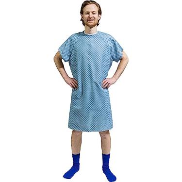 Imagem de AMU Solutions 4Pk – Robe de Avental Hospitalar Masculino de Luxo para Pacientes, Vestidos Macios e Confortáveis Tamanho Médio/Grande (Azul)