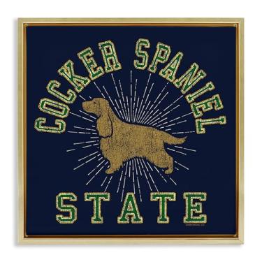 Imagem de Stupell Industries Cocker Spaniel State Framed Floater Canvas Wall Art Design por Spirit Animals/Life Is High, moldura flutuante dourada, 63 x 63 cm