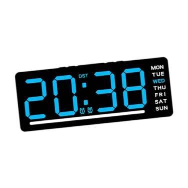 Imagem de Generic Relógio digital led com dois alarmes com data dia da semana presentes relógio de parede relógio de mesa para fundo sala estar escritório, Número Azul
