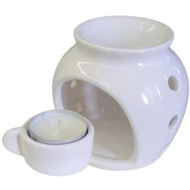 Imagem de Difusor Rechaud Bolinha Com Panelinha para Vela para Óleos Essenciais E Wax Melts Branco