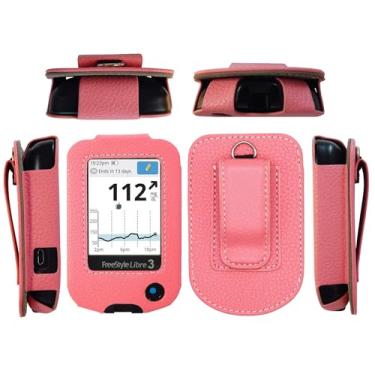Imagem de Coldre premium com protetor de tela, clipe de cinto, mosquetão (incluindo um cordão de pescoço) para Freestyle Libre 3/Freestyle Libre 2 (rosa)
