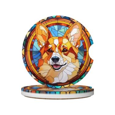 Imagem de TOMASLINK Sympathy Gifts Corgi Pembroke Corgi, Cardigan Corgi Cerâmica, Porta-copos para Cachorros, Pacote com 2 Protetores Absorventes de Bebida para Proprietários de Cães