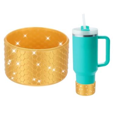 Imagem de PATIKIL Bota de silicone para garrafa de água, tom dourado, 7,8 cm/3,08 polegadas, 340.2-1,134 g, antiderrapante, capa protetora para acessórios de copo