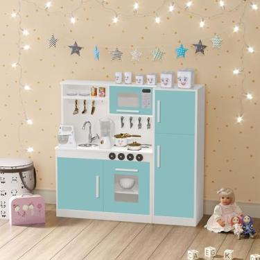 Imagem de Kit Cozinha Infantil Com Geladeira Fogão Para Criança Brinquedo Grande Em Mdf