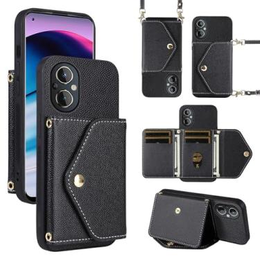 Imagem de Dibosom Capa carteira minimalista para OnePlus Nord N20 5G com alça de ombro, carteira fina e fina, suporte para cartão de crédito, capa de telefone para One Plus N 20 G5 1 Plus 20N 1plus One+ 1+