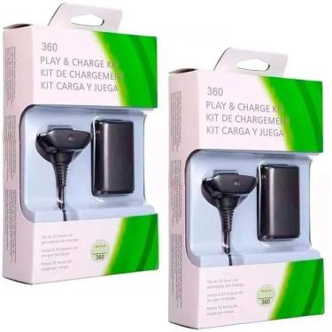 Imagem de Kit 2 Baterias E Cabos Carregador Xbox 360 Para Controle Top