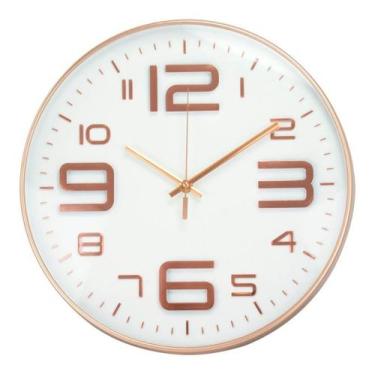 Imagem de Relógio De Parede Moderno Grande Cozinha Rosê Gold - 34cm - Tasco