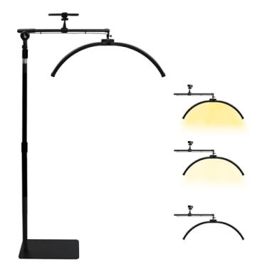 Imagem de MARYRAIN Luz De Meia-Lua Led, Suporte De Chão Regulável Para Cílios Para Tatuadores/Esteticistas, Lâmpada De Cílios Com Controle Remoto