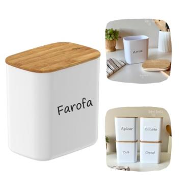 Imagem de Pote Hermético Tampa De Bambu Porta Mantimentos Alimentos Arroz Feijão Açúcar 1,5L (Farofa)