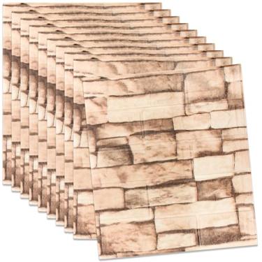 Imagem de CvoMep Pacote com 10 painéis de parede 3D que descascam e colem, papel de parede 3D de espuma à prova d'água, papel de parede autoadesivo para quarto, banheiro, cozinha (35 x 38 cm)