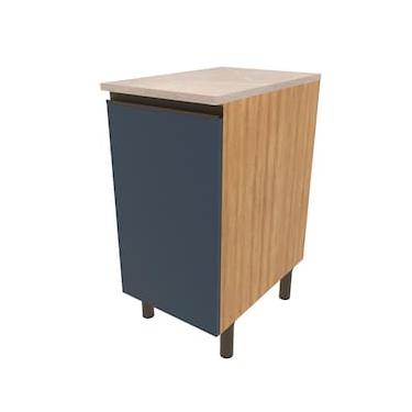 Imagem de Balcão Bartira Cristal em MDP com 1 Porta, 40cm de Largura - Lâmina de Mel/Azul Royal